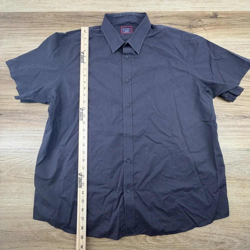 UNTUCKit Mens Short‎ Sleeve Button Down Black 100% Cotton Shirt Size XXL
